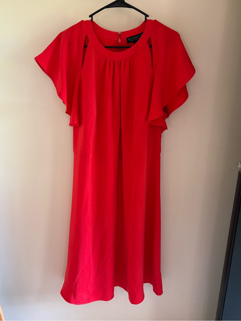 Eloquii Bright Red Flutter-Sleeve Midi Dress